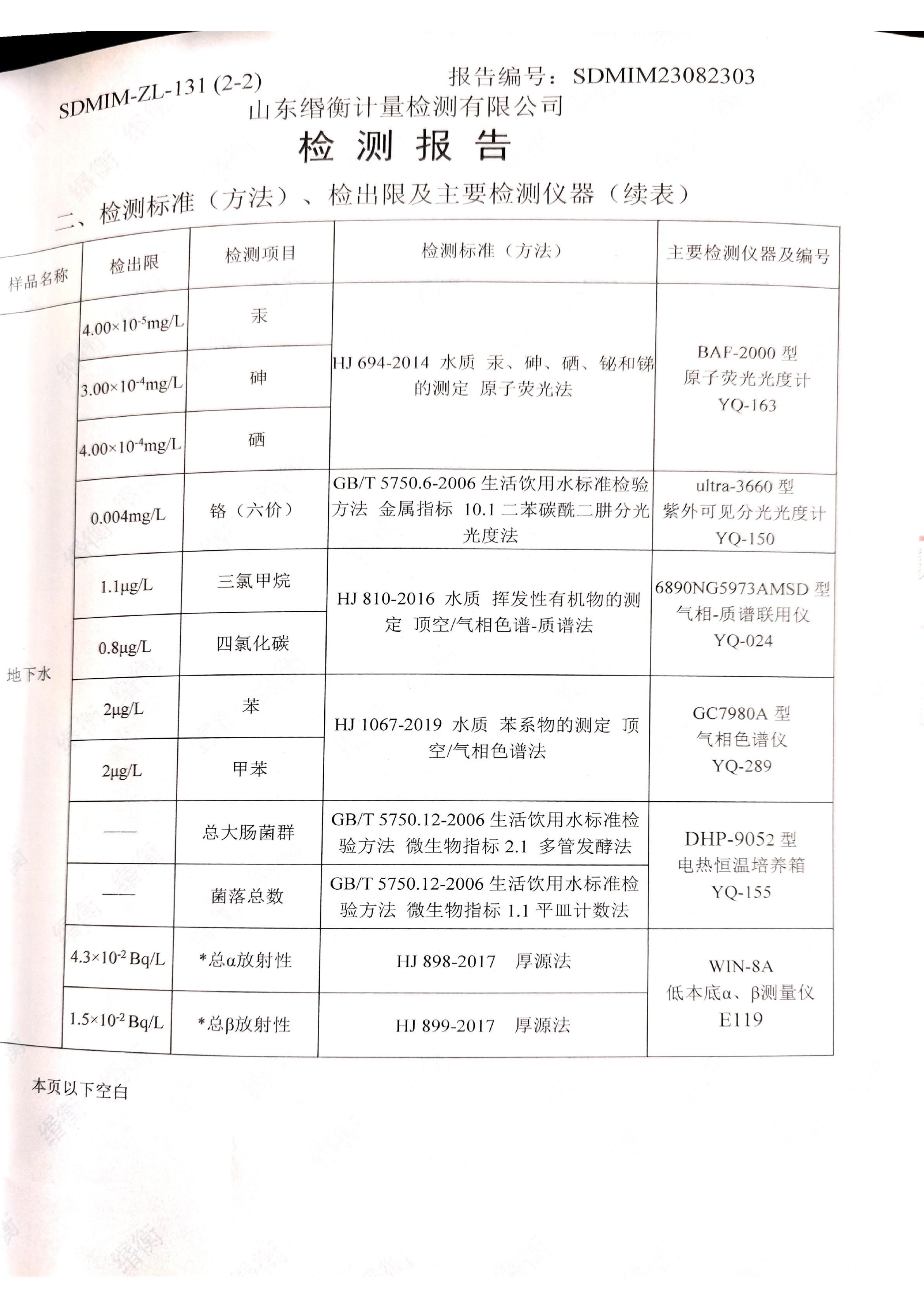 山东清洋新材料有限公司2023年9月份水质检测报告(图5)